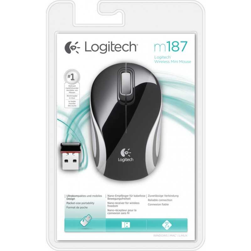 Logitech wireless mini mouse m187 red-white usb