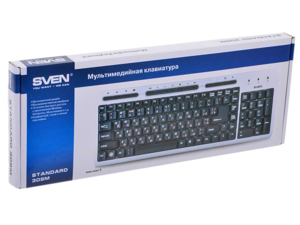 Клавиатура sven standard 309m black usb