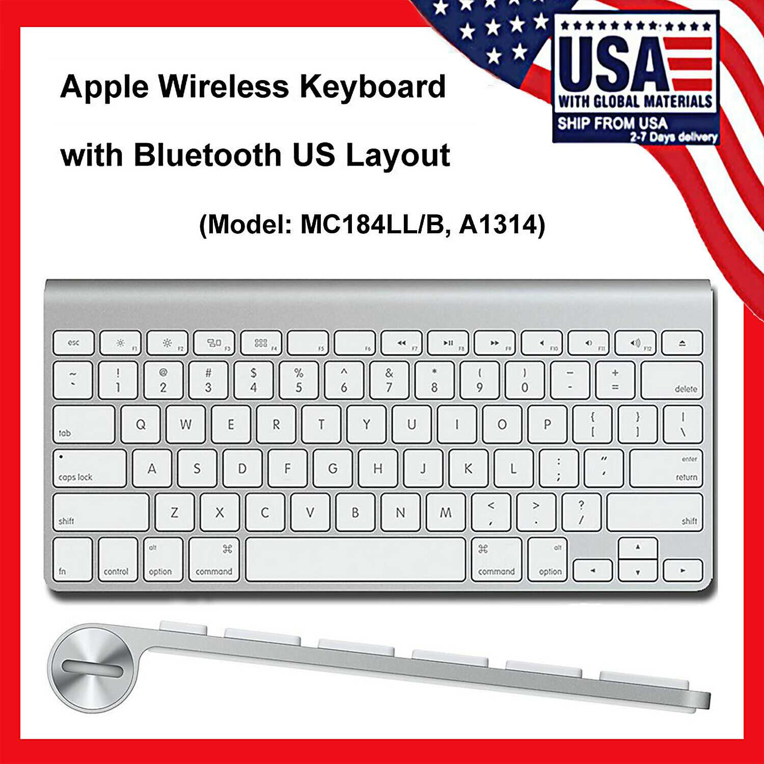 Apple wireless keyboard mc184ru/b white bluetooth (белый)