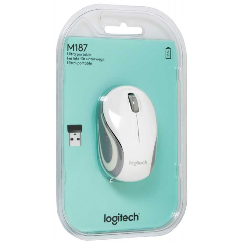 Мышь logitech wireless mini mouse m187 white-silver usb