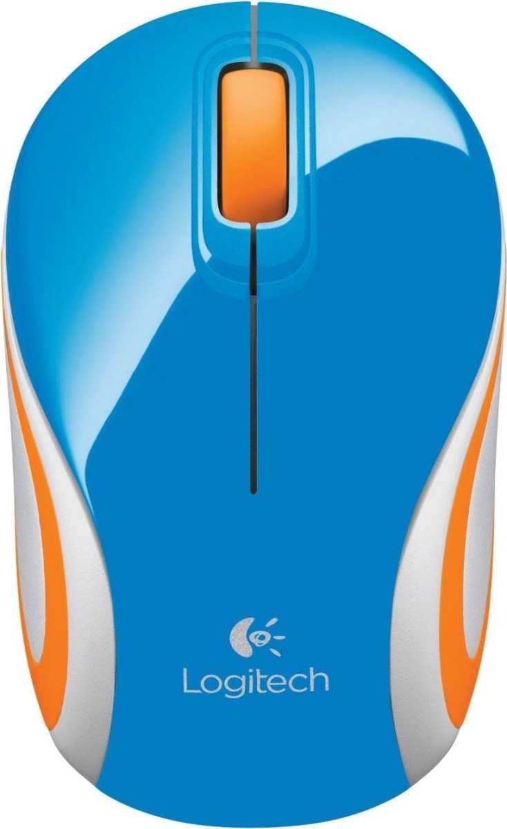 Logitech wireless mini mouse m187 usb (голубой-оранжевый)