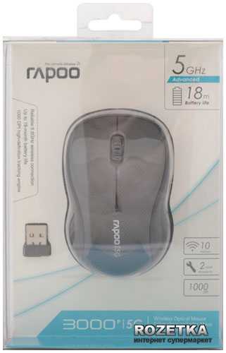 Rapoo wireless optical mouse 1070p usb (черный)