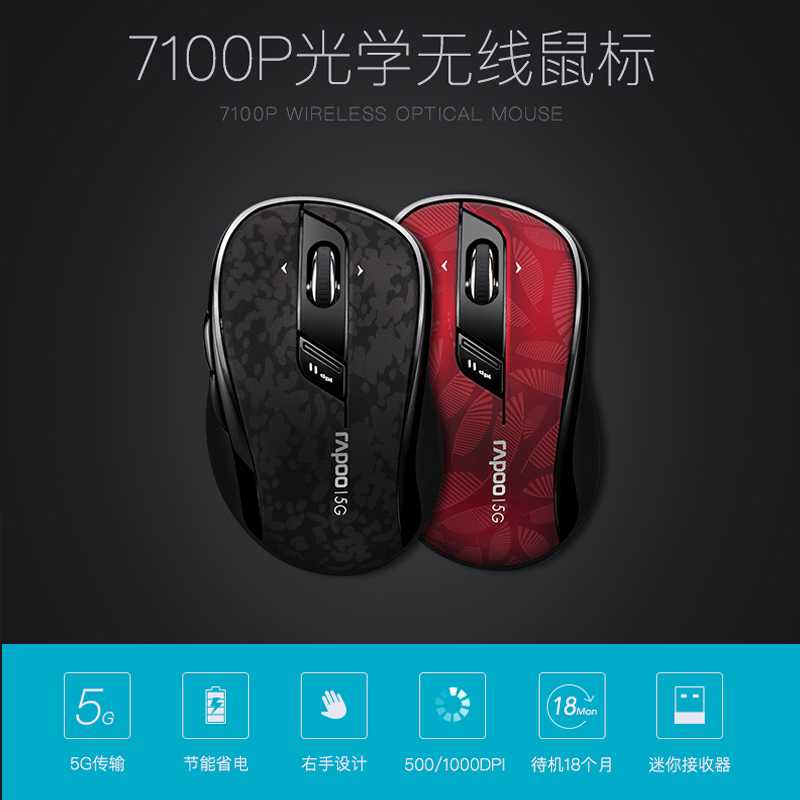 Компьютерная мышь rapoo 7100p red-black